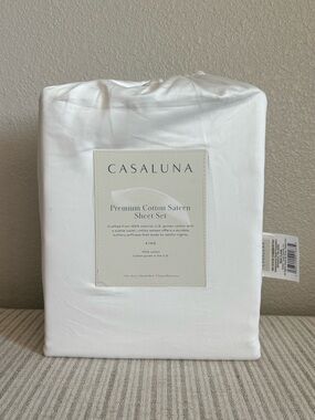 NWT King 600 Thread Count Sateen Sheet Set White - Casaluna